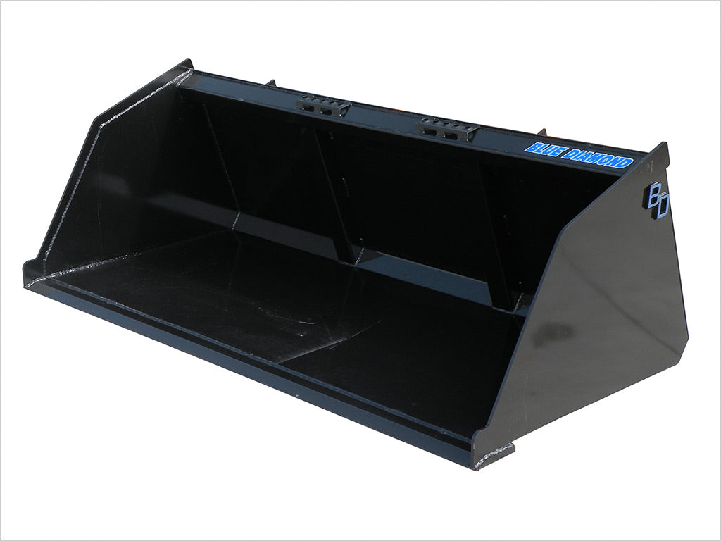 BLUE DIAMOND snow and mulch buckets for machines with a universal skid steer coupler