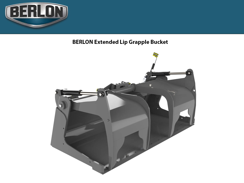 BERLON Extended Lip Grapple Bucket for skid steers