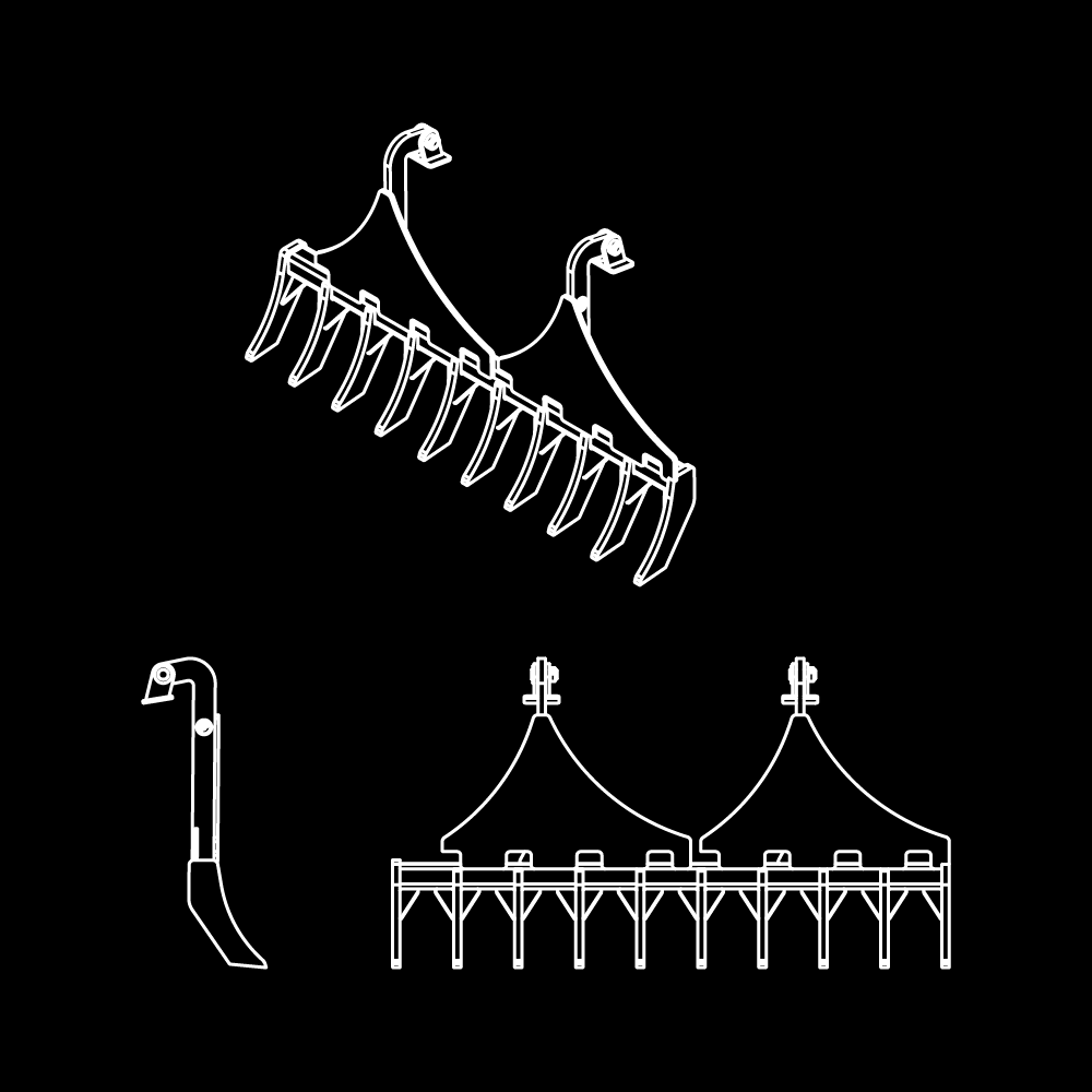 WAIN ROY Dozer Blade Root Rakes for Bulldozers