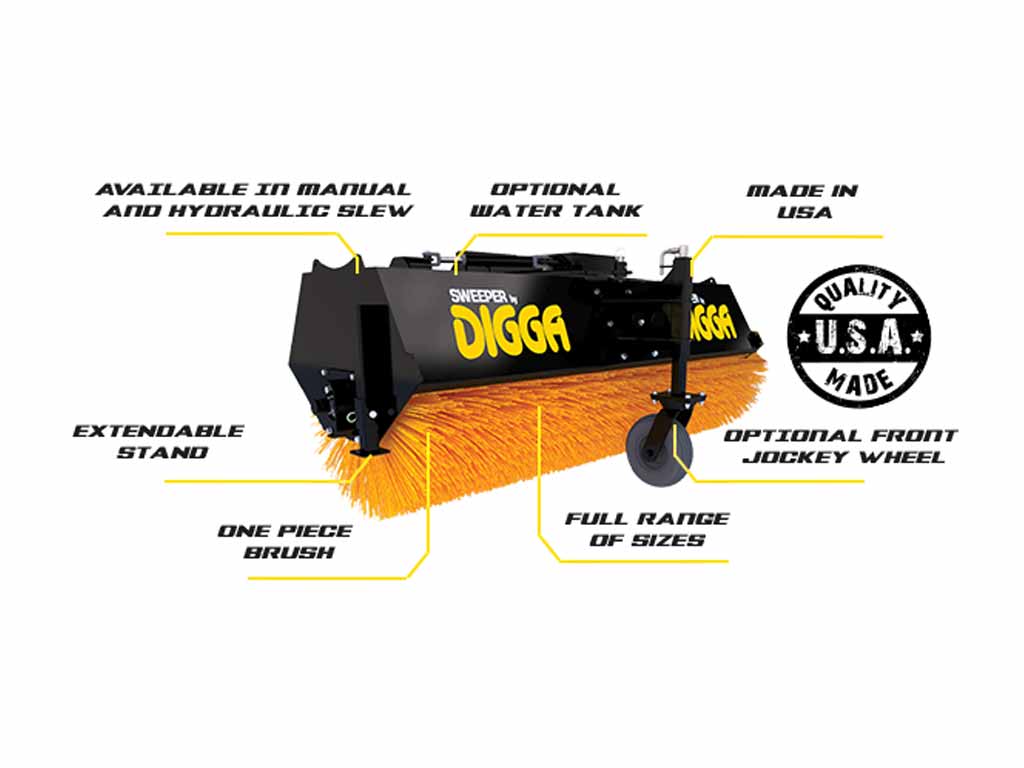 DIGGA MANUAL PIVOT ANGLE BROOM FOR SKID STEERS