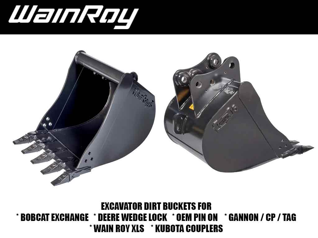 WAIN ROY High Capacity Dirt Buckets for Tractor Loader Backhoes up to 16000 lbs.
