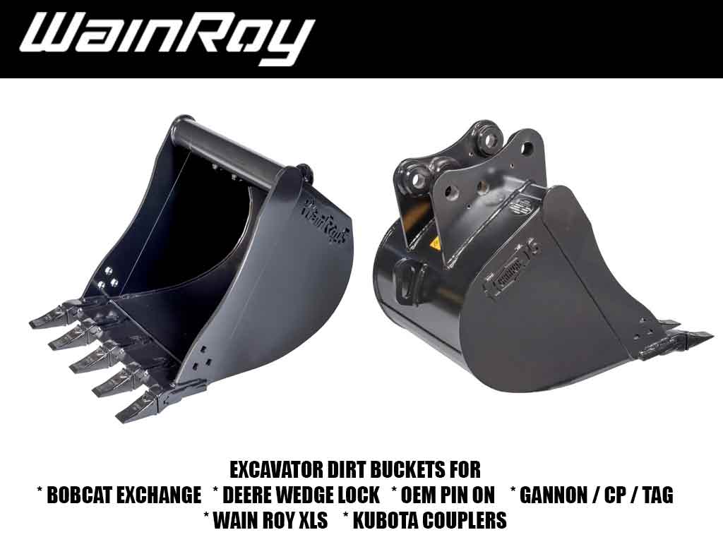 WAIN ROY Trenching / Straight Wall Buckets for Tractor Loader Backhoes Over 16000 lbs.