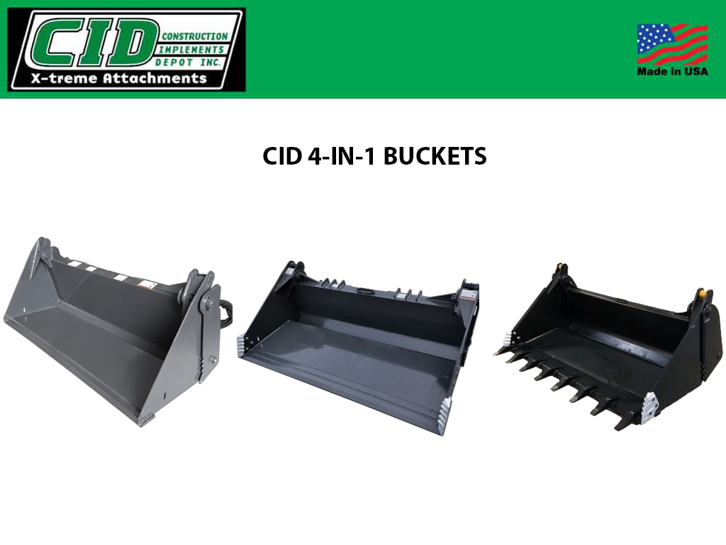 CID 4-IN-1 Buckets for Skid Steers