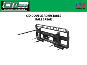 CID Double Adjustable Bale Spear for skid steer loaders