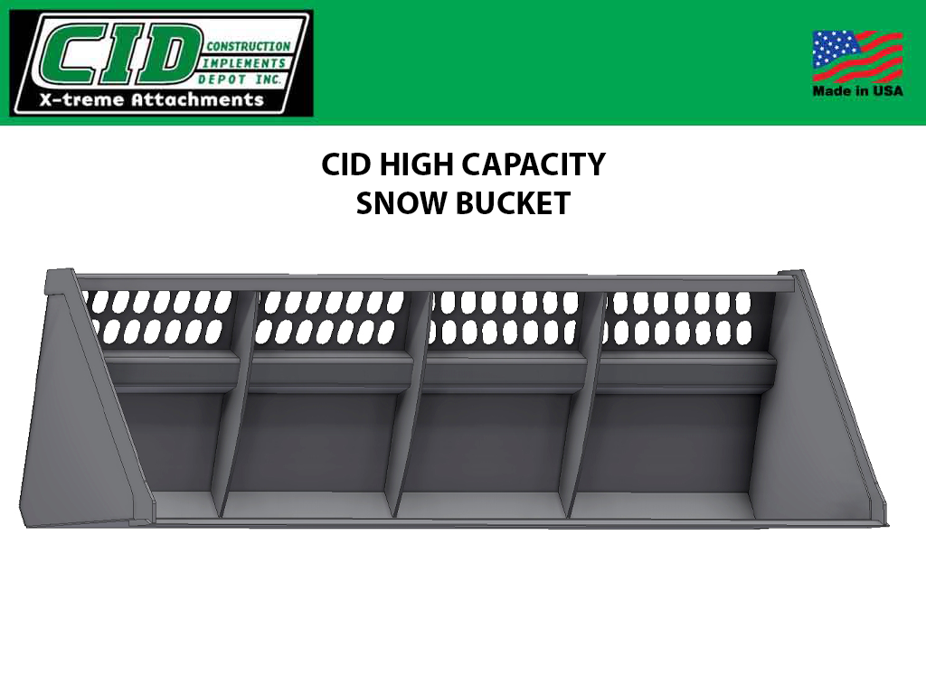 CID High Capacity Snow-N-Litter Buckets for Skid Steers