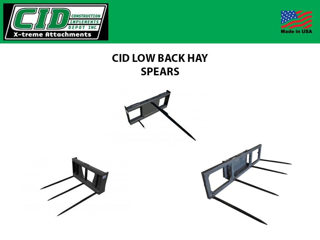 CID Low Back Hay Spears for skid steer loaders