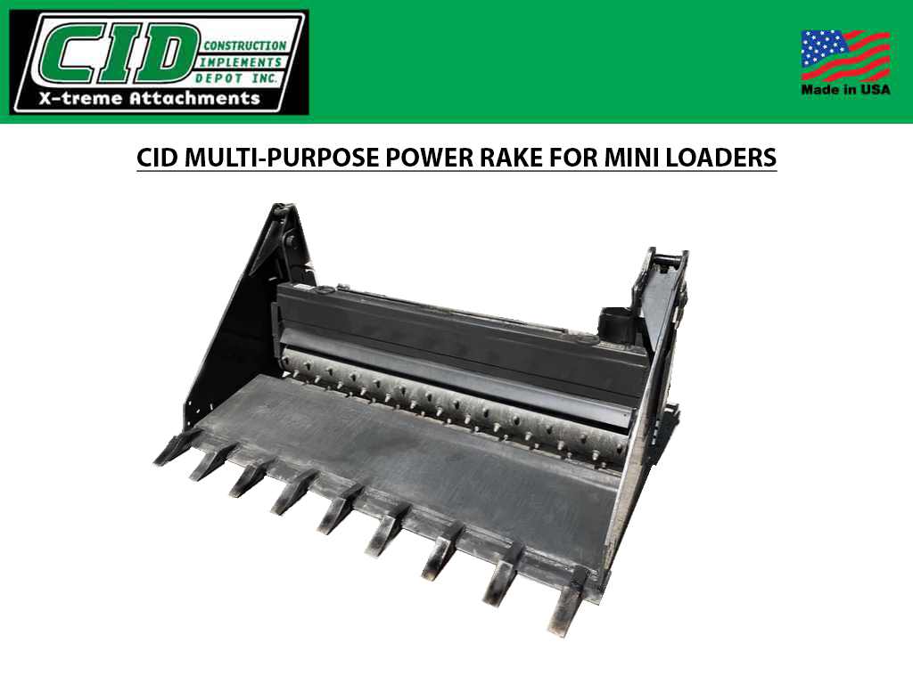 CID Multi-Purpose Power Rake for Mini Loaders