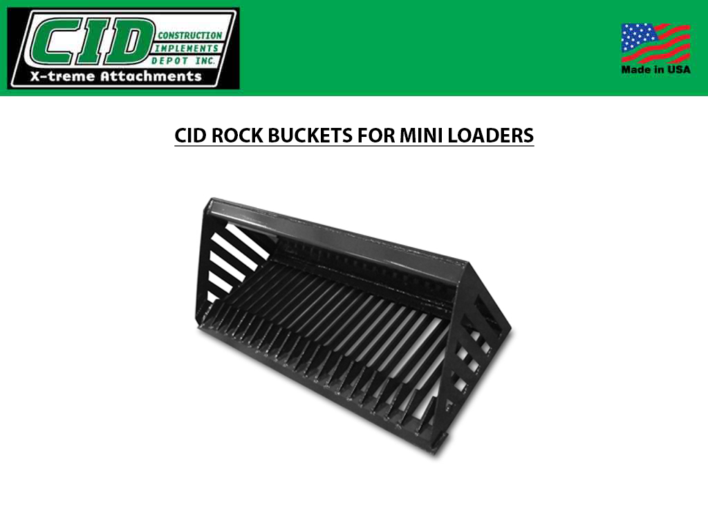 CID Rock Buckets for Mini Loaders