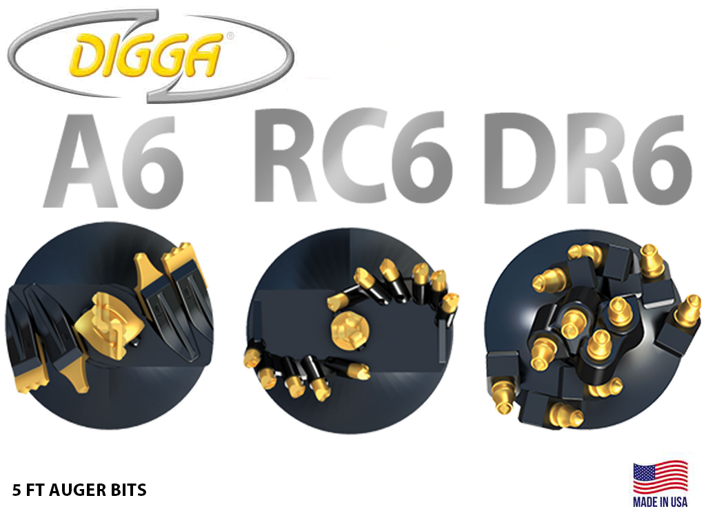 DIGGA A6, RC6 y DR6, BROCAS PARA ROCA Y DE USO GENERAL: 9000 A 30000 LB