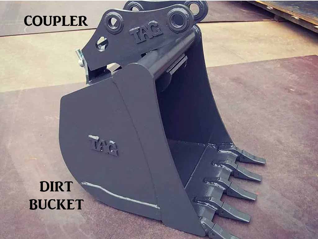 TAG quick coupler Dirt Buckets with 1.75" T-pin for 12,000 - 16,000 lbs. excavators
