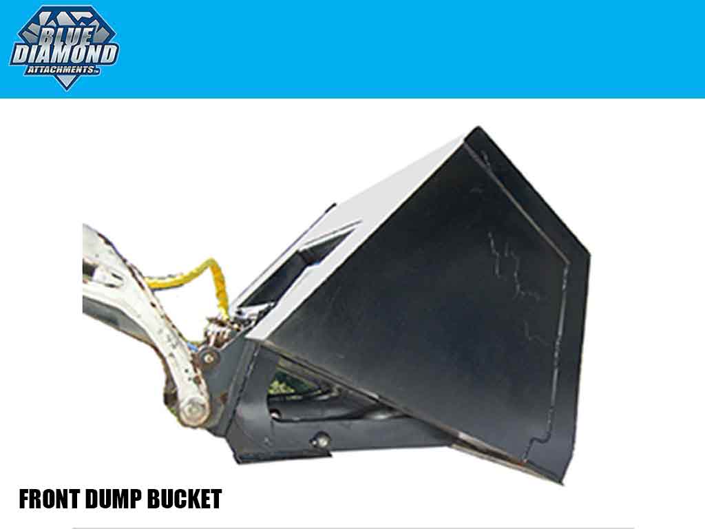 BLUE DIAMOND front dump bucket for machines using universal skid steer coupler