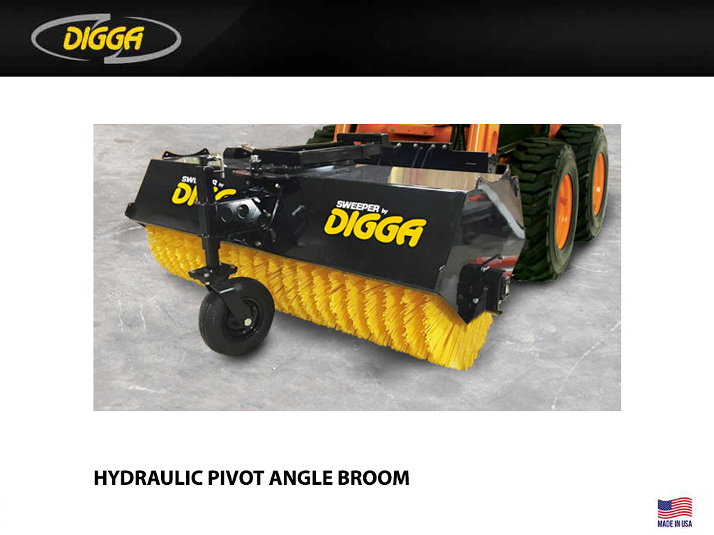DIGGA HYDRAULIC PIVOT ANGLE BROOMS FOR SKID STEERS