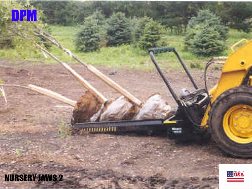 DPM nursery jaws 2 for machines with universal skid steer coupler