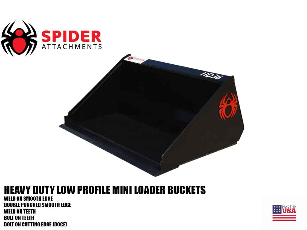 SPIDER heavy duty mini loader low profile buckets