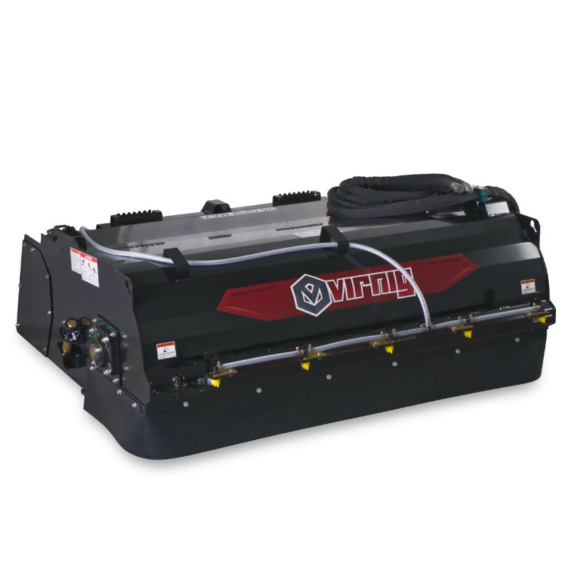 Escoba recogedora VIRNIG con depósito de agua interior para minicargadora