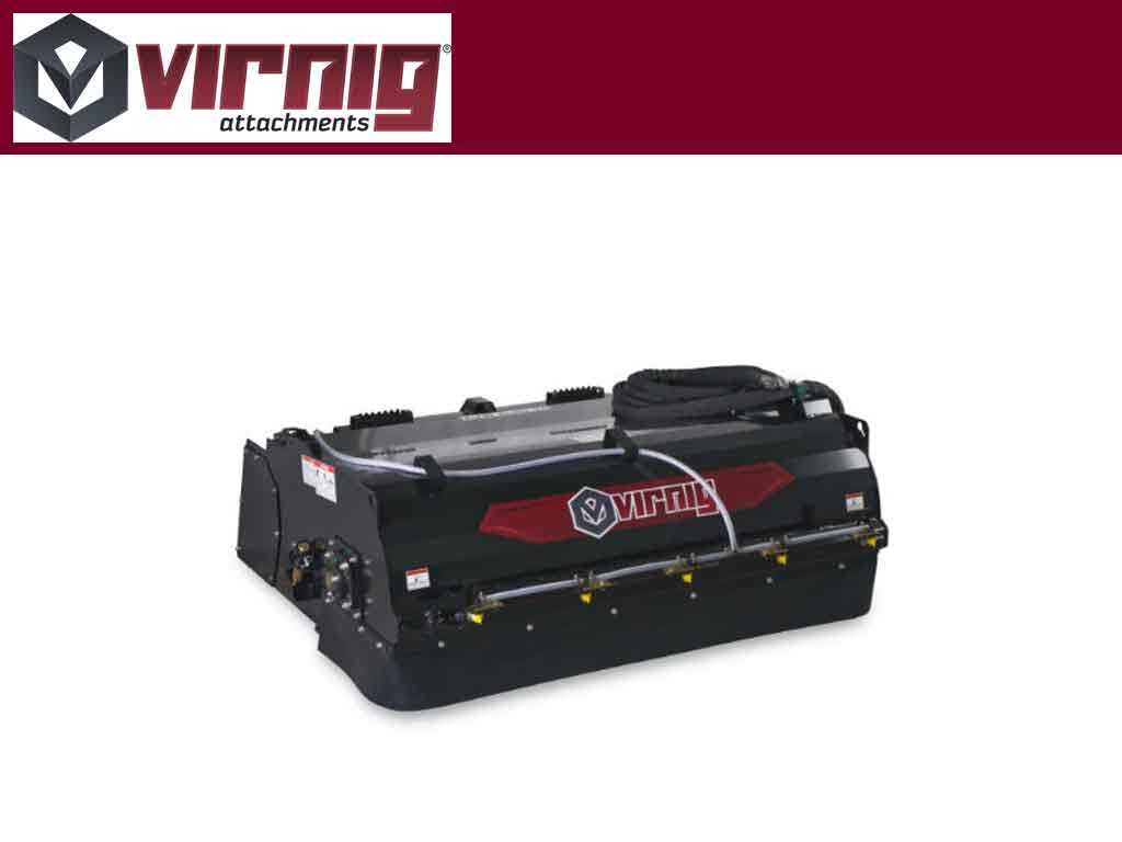 Escoba recogedora VIRNIG con depósito de agua interior para minicargadora