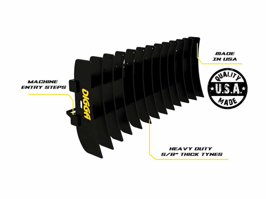 Rastrillo de raíces DIGGA para minicargadora