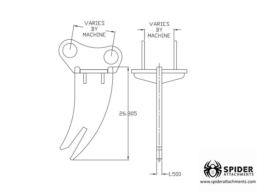SPIDER excavator ripper attachment for machines 6000 - 20000 lbs. machines