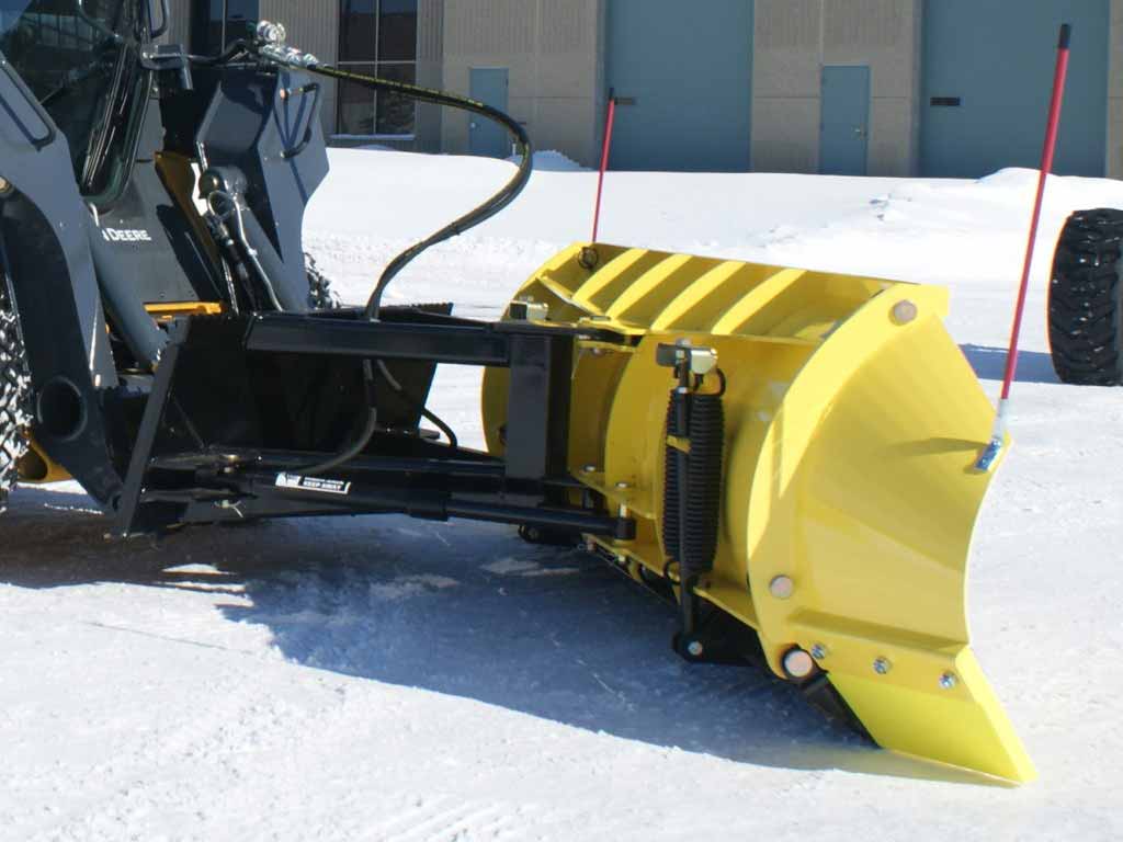 SnowWolf Ultra snow plows with trip edge for skid steer loaders