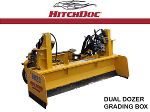 HITCHDOC dual dozer grading box for skid steer loader
