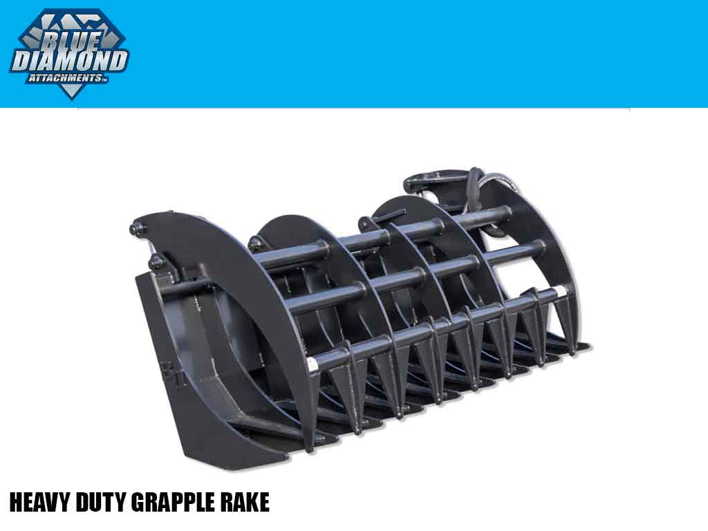 BLUE DIAMOND heavy duty grapple rake for skid steer