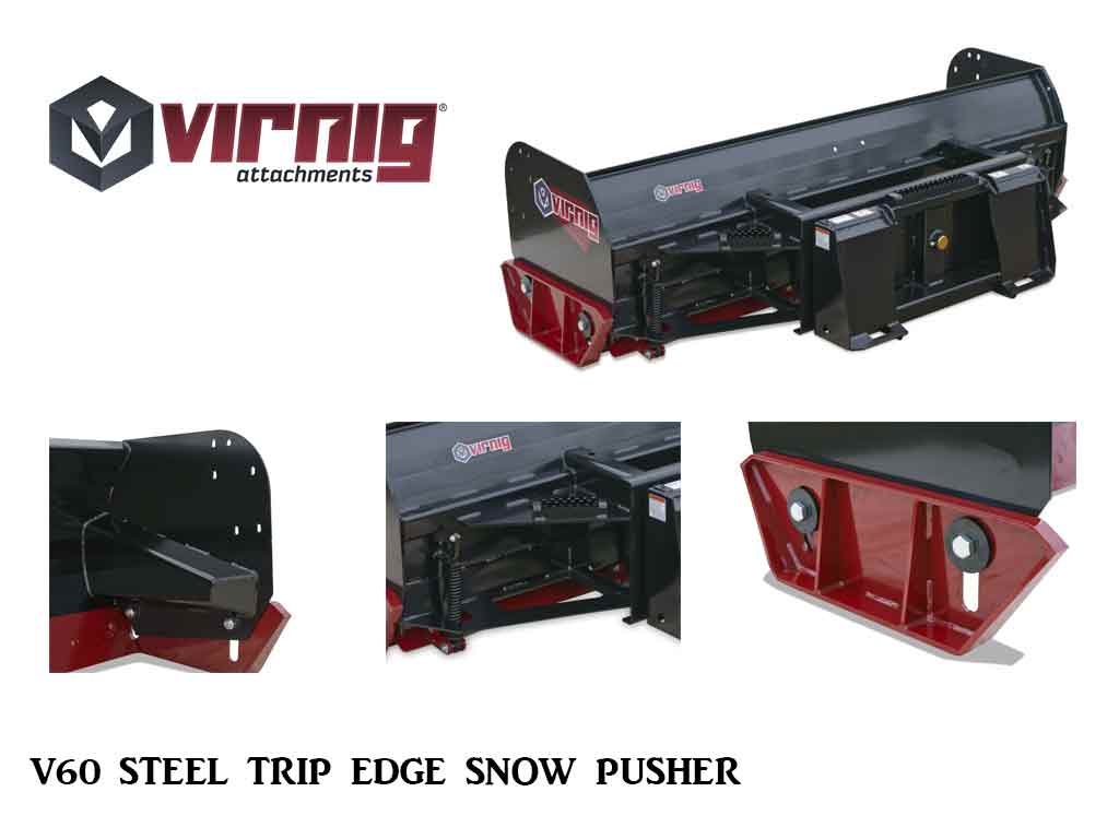 Virnig V60 Steel Trip Edge Snow Pusher for skid steer loader