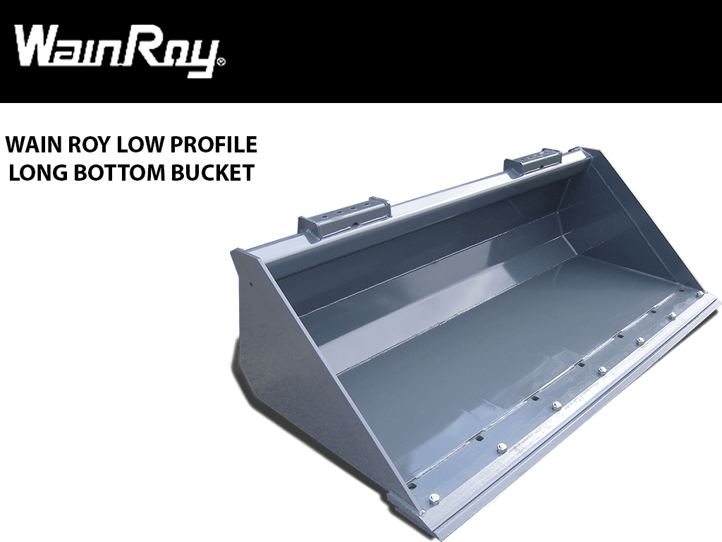 WAIN ROY Low Profile Long Bottom Buckets for Skid Steers