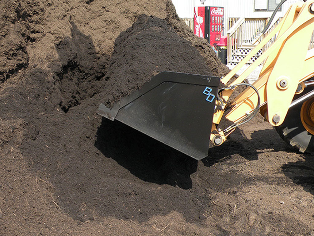 BLUE DIAMOND snow and mulch buckets for machines with a universal skid steer coupler