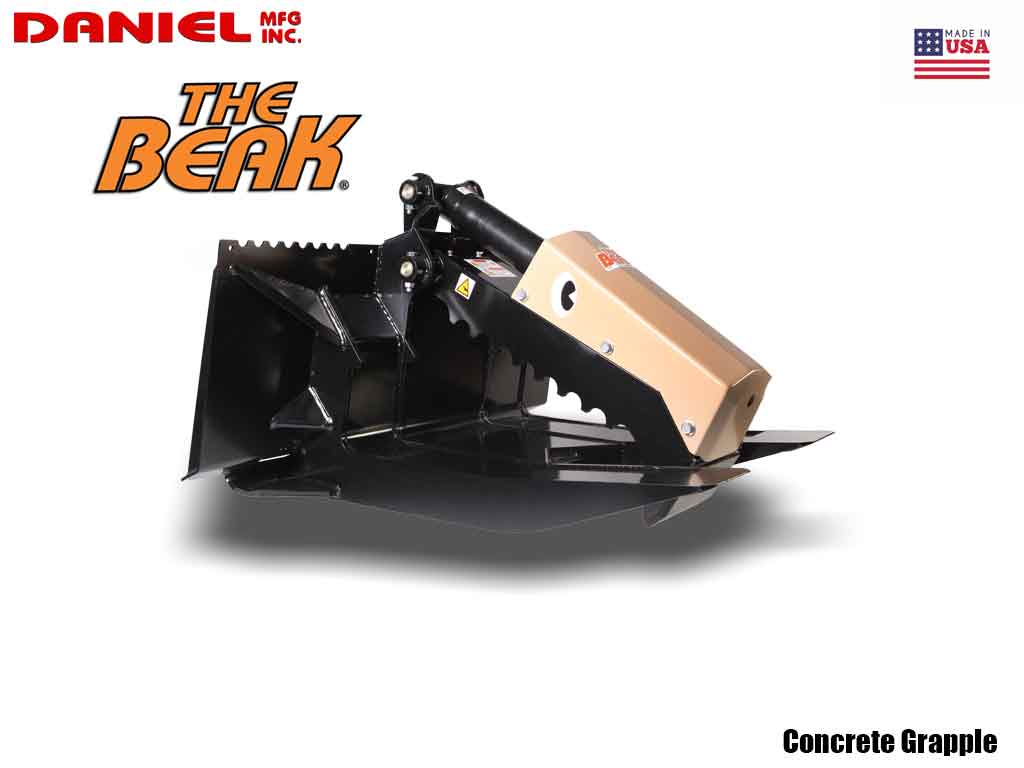 OMNI ATTACHMENTS The Beak concrete grapple for skid steer loaders
