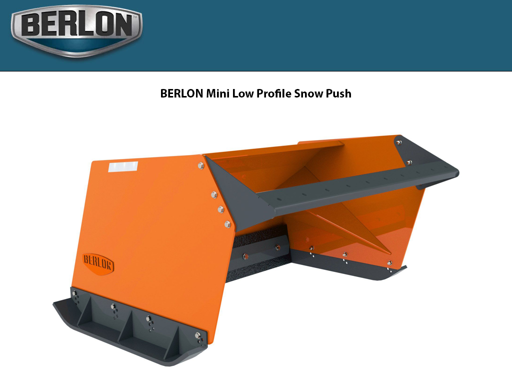 BERLON Mini empujador de nieve de perfil bajo para minicargadoras