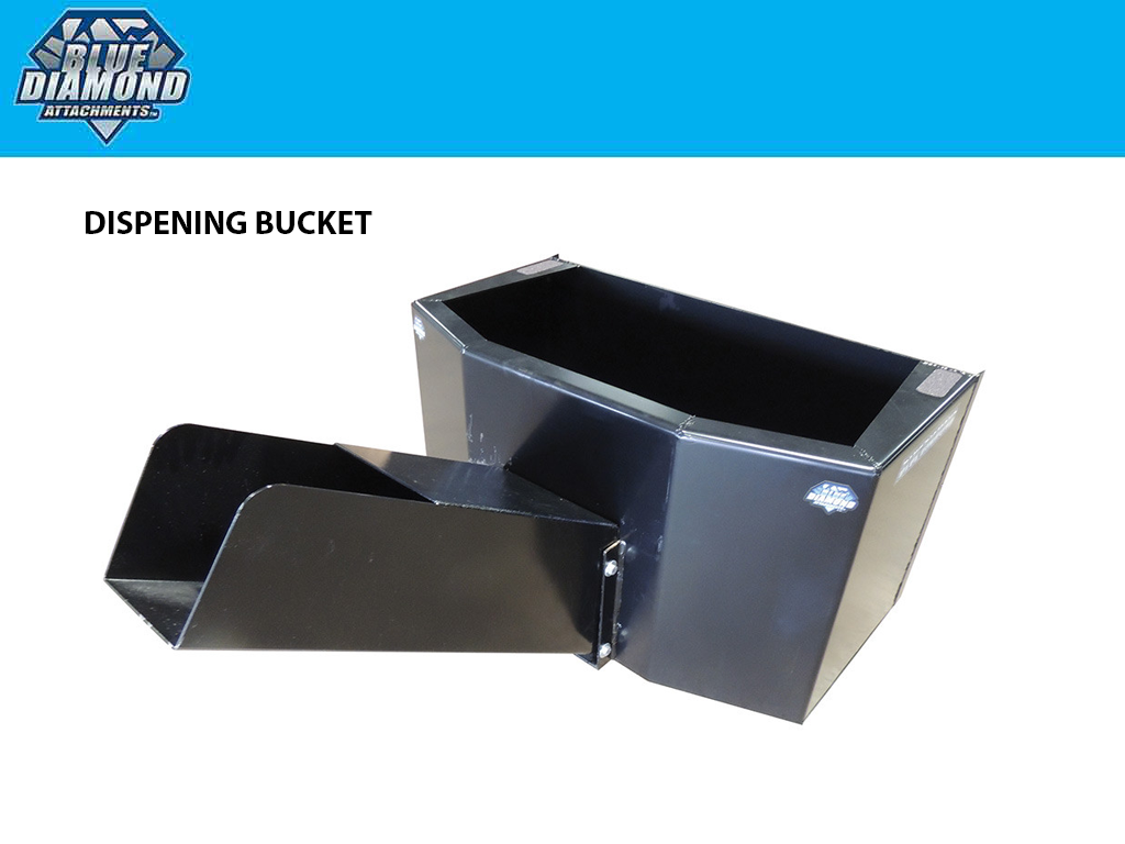 BLUE DIAMOND dispensing bucket for skid steers