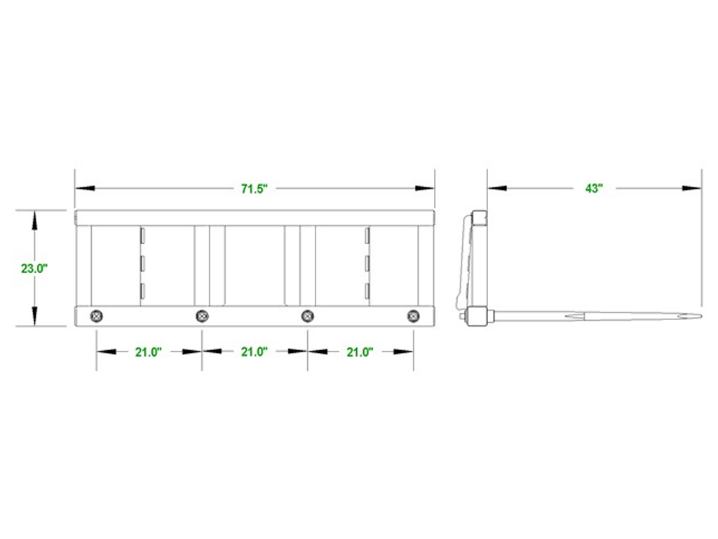 CID Low Back Hay Spears for skid steer loaders