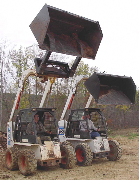 BLUE DIAMOND front dump bucket for machines using universal skid steer coupler